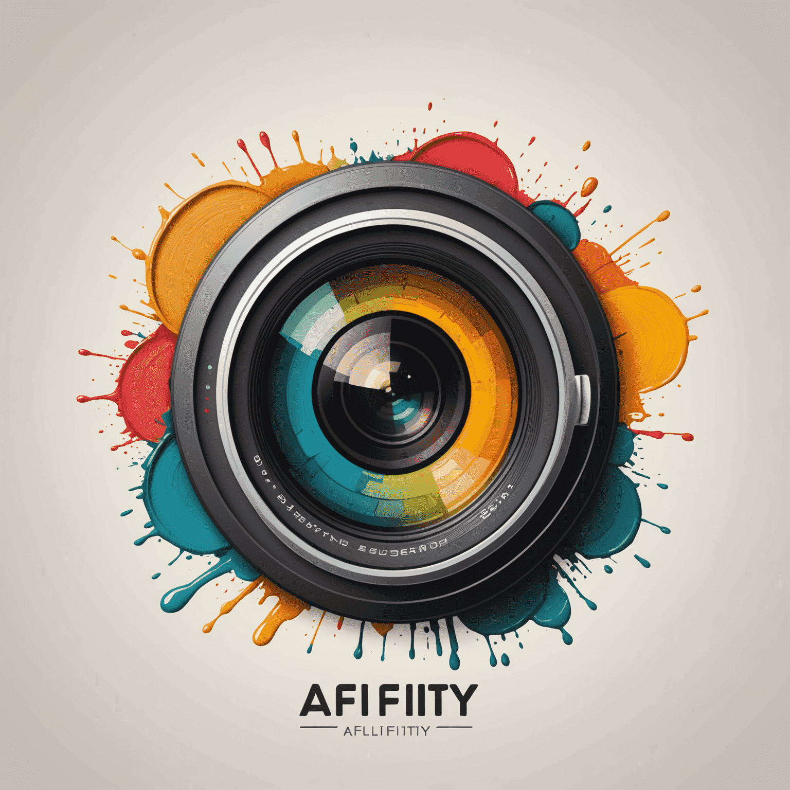 Afflrlty-senif logo - A stylized camera lens with paintbrush strokes, symbolizing photo editing and graphic design