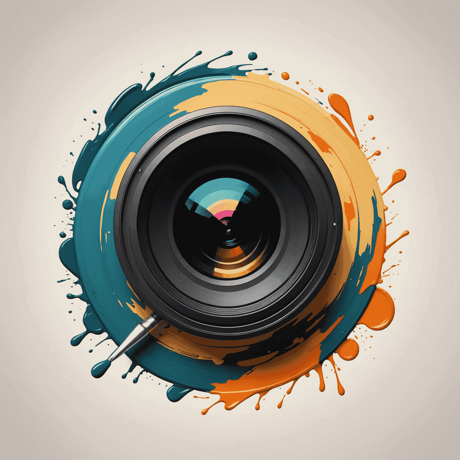 Afflrlty-senif logo - A stylized camera lens with paintbrush strokes, symbolizing photo editing and graphic design