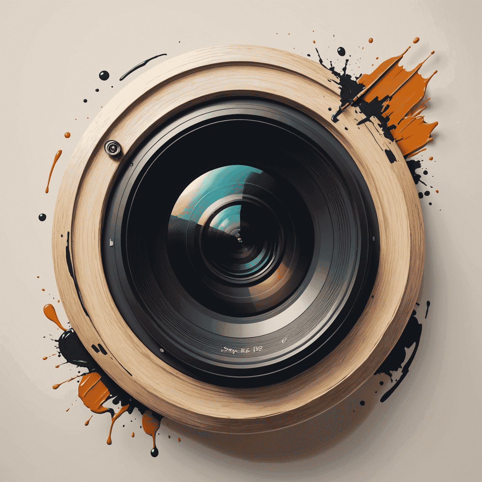 Afflrlty-senif logo - A stylized camera lens with paintbrush strokes, symbolizing photo editing and graphic design