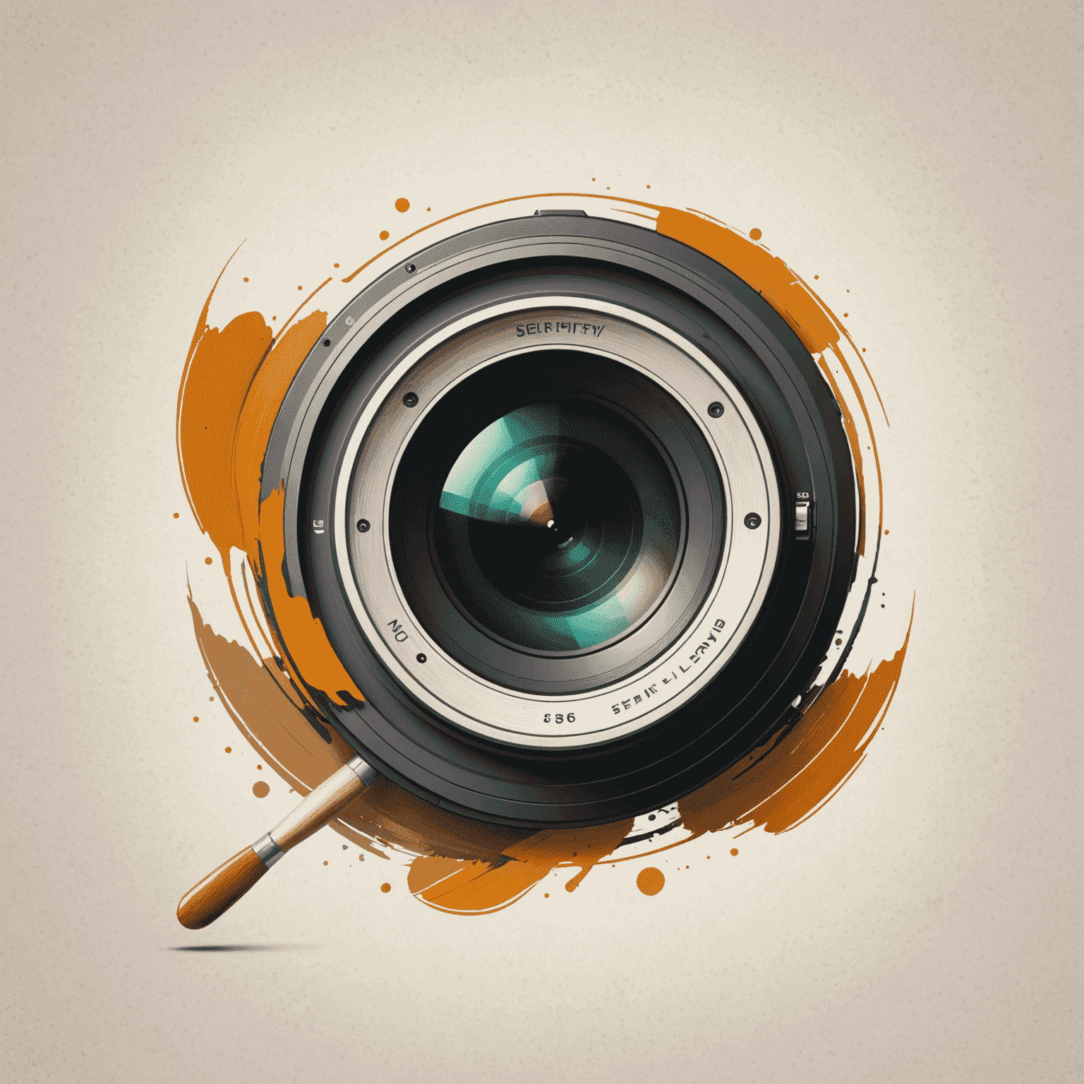 Afflrlty-senif logo - A stylized camera lens with paintbrush strokes, symbolizing photo editing and graphic design