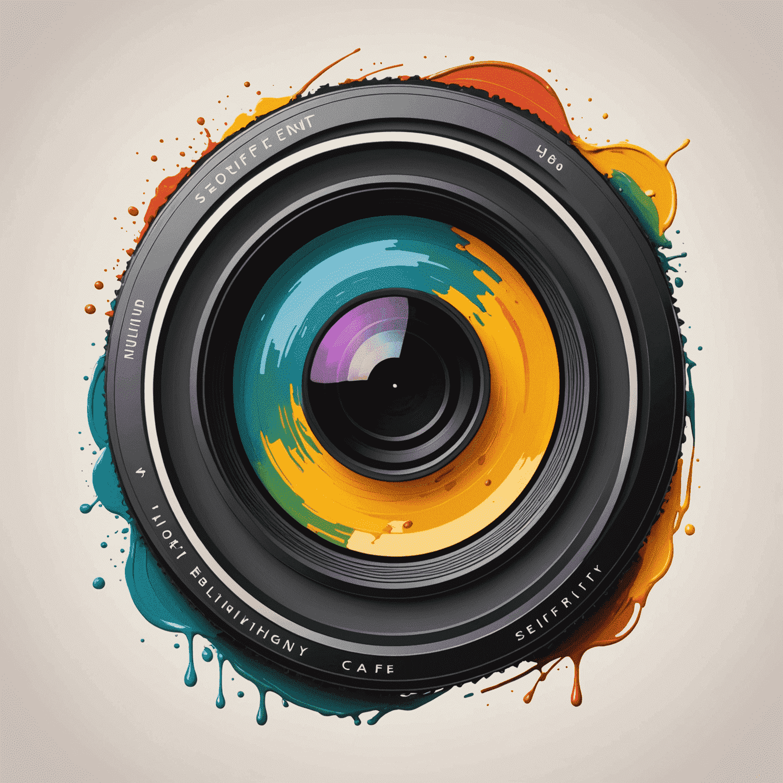 Afflrlty-senif logo - A stylized camera lens with paintbrush strokes, symbolizing photo editing and graphic design