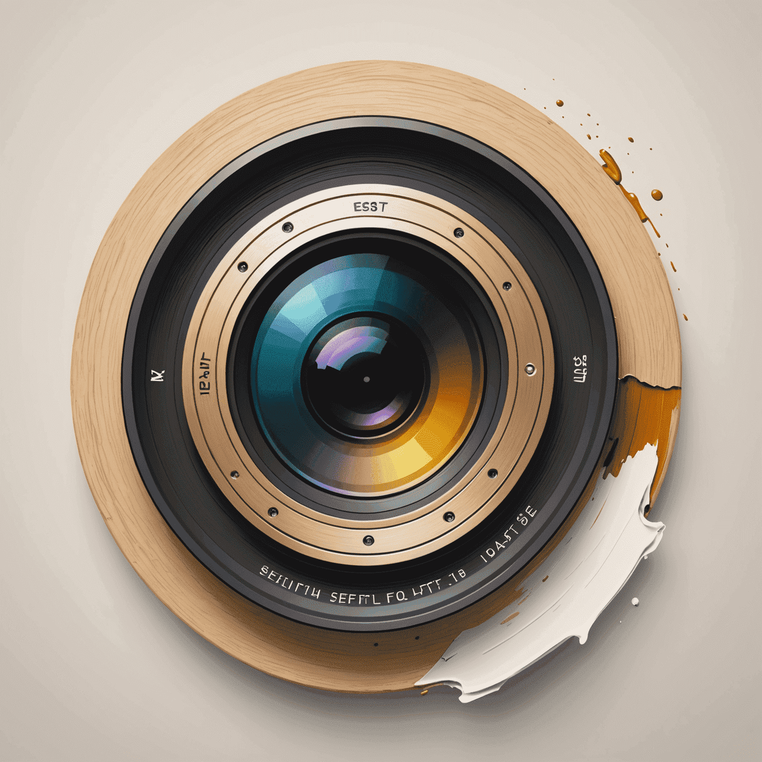 Afflrlty-senif logo - A stylized camera lens with paintbrush strokes, symbolizing photo editing and graphic design