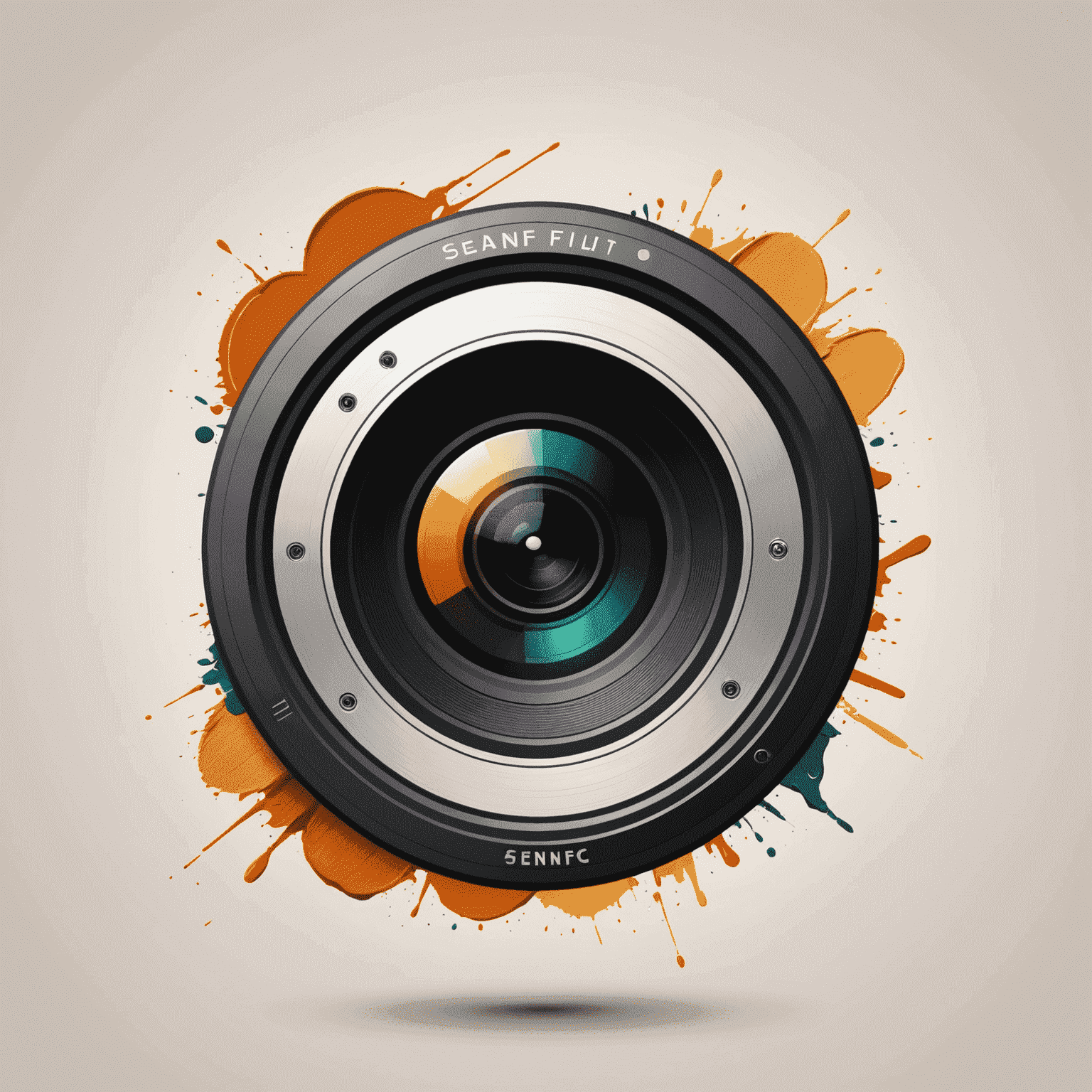 Afflrlty-senif logo - A stylized camera lens with paintbrush strokes, symbolizing photo editing and graphic design